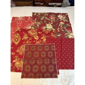 Lot of 5 shades of red‎ print designs fabrics 25" by 25" etc samples quality